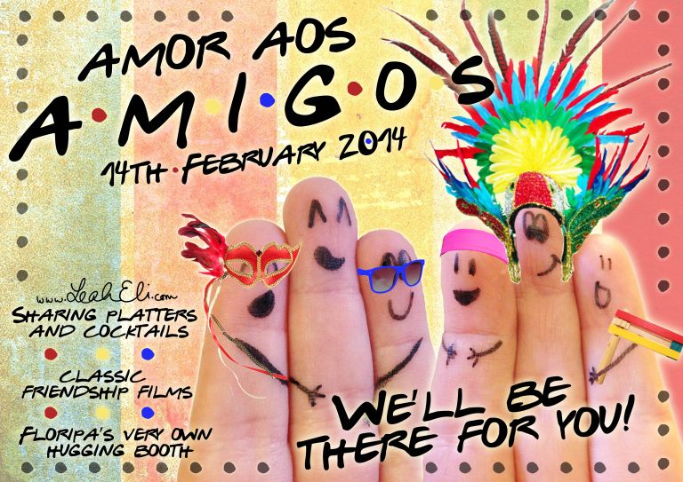Leah Eli Graphic Design Friendship poster finger painting finger people fiests fun AMIGOS Floripa London Leah Thomas Graphic Designer London