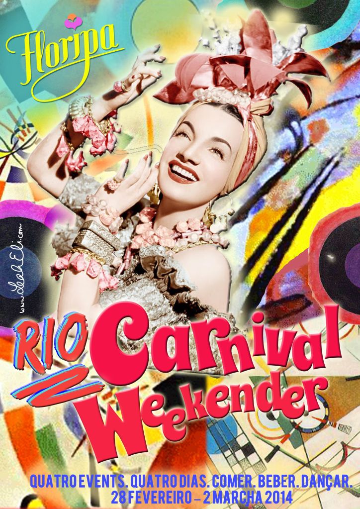 Rio carnival poster music poster design cheap london leah eli thomas musician blue flamingo